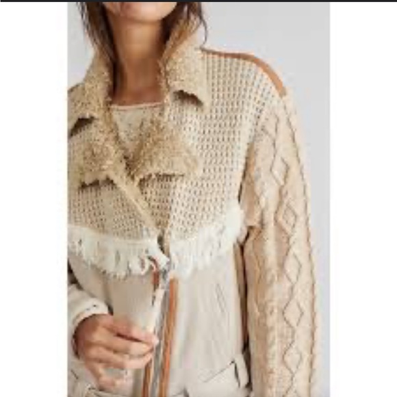 Free People Cozy Knit Mix Moto Jacket